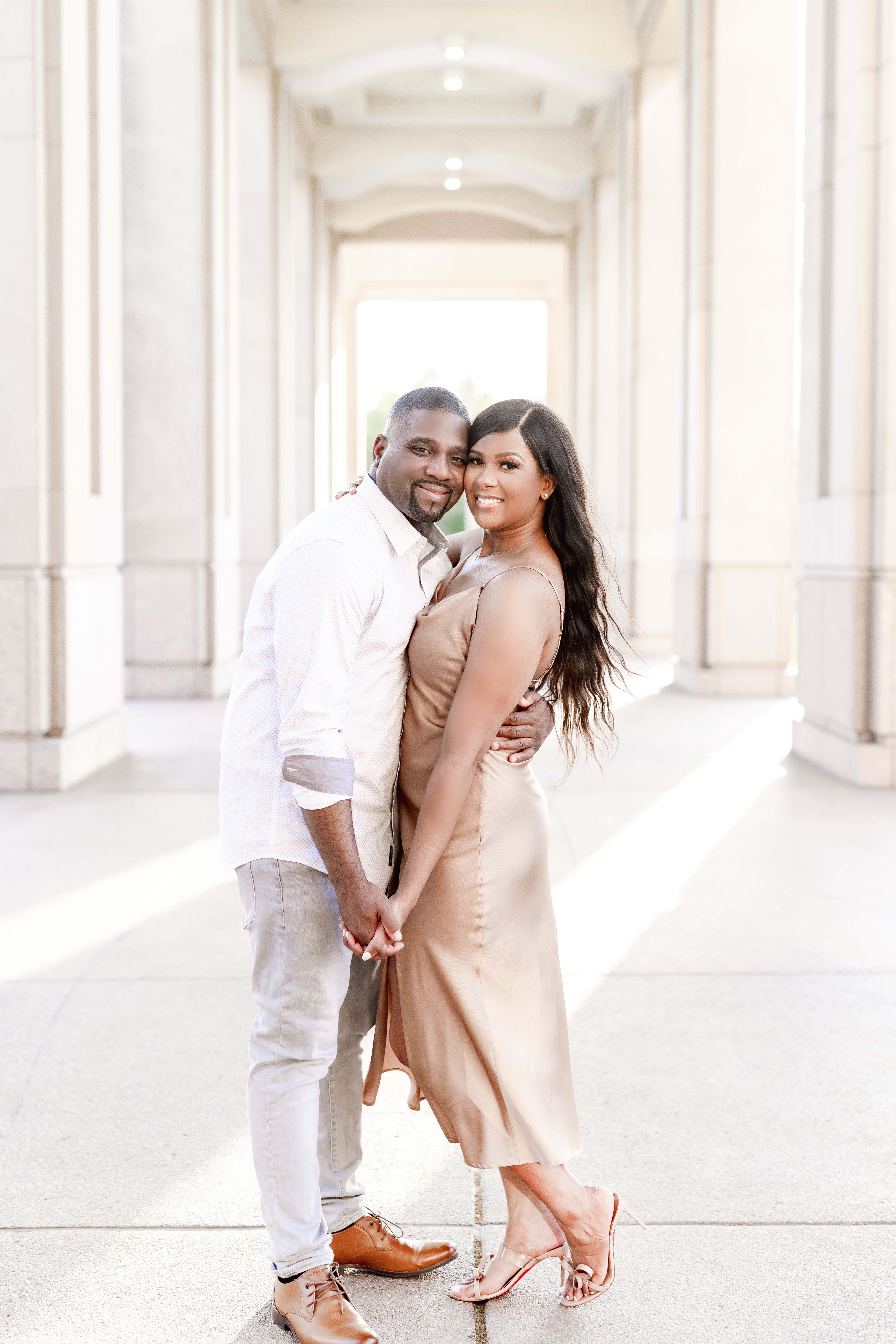 Sunset Engagement Session at Indiana State House