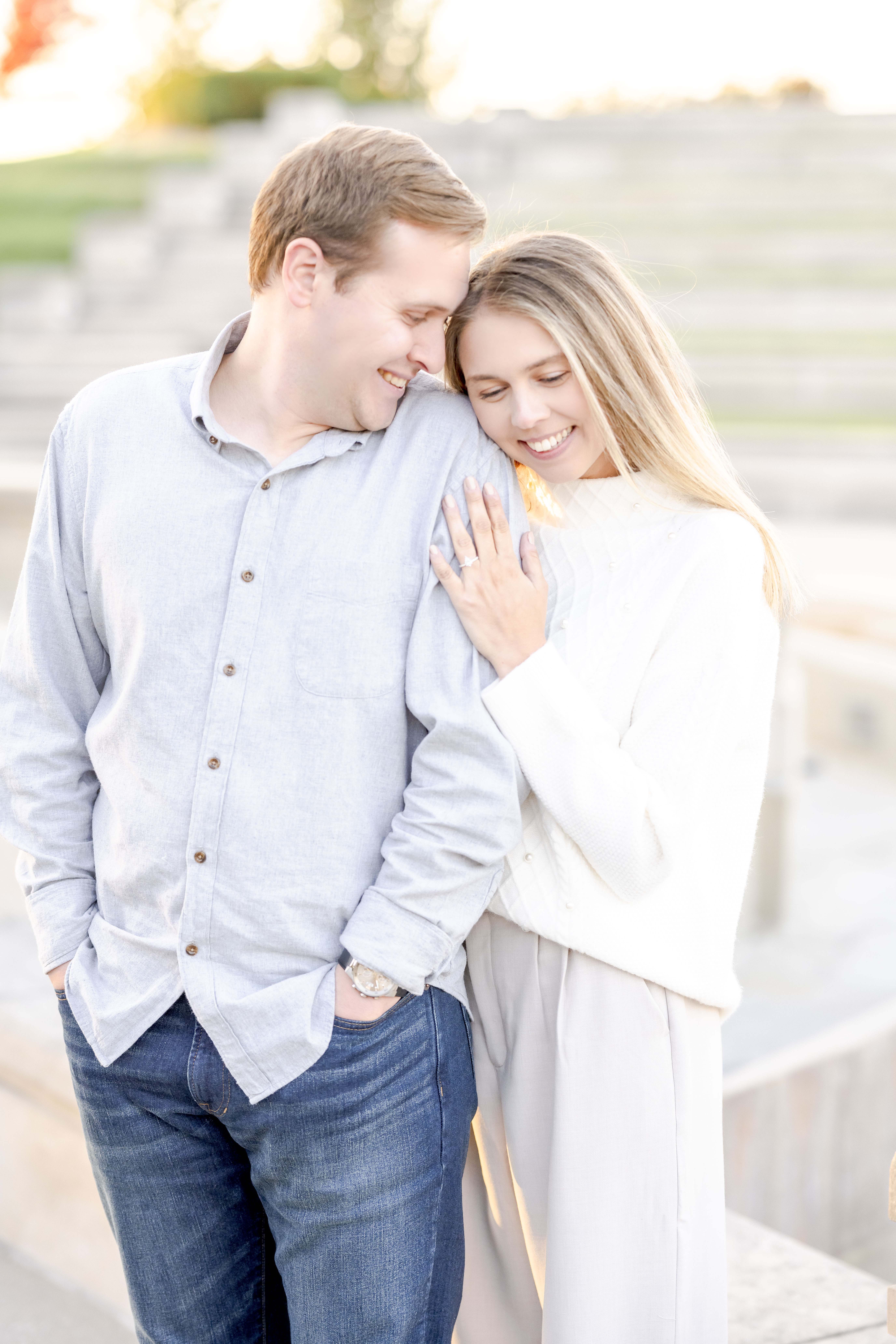 Fall engagement photos at Coxhall Gardens in Carmel Indiana