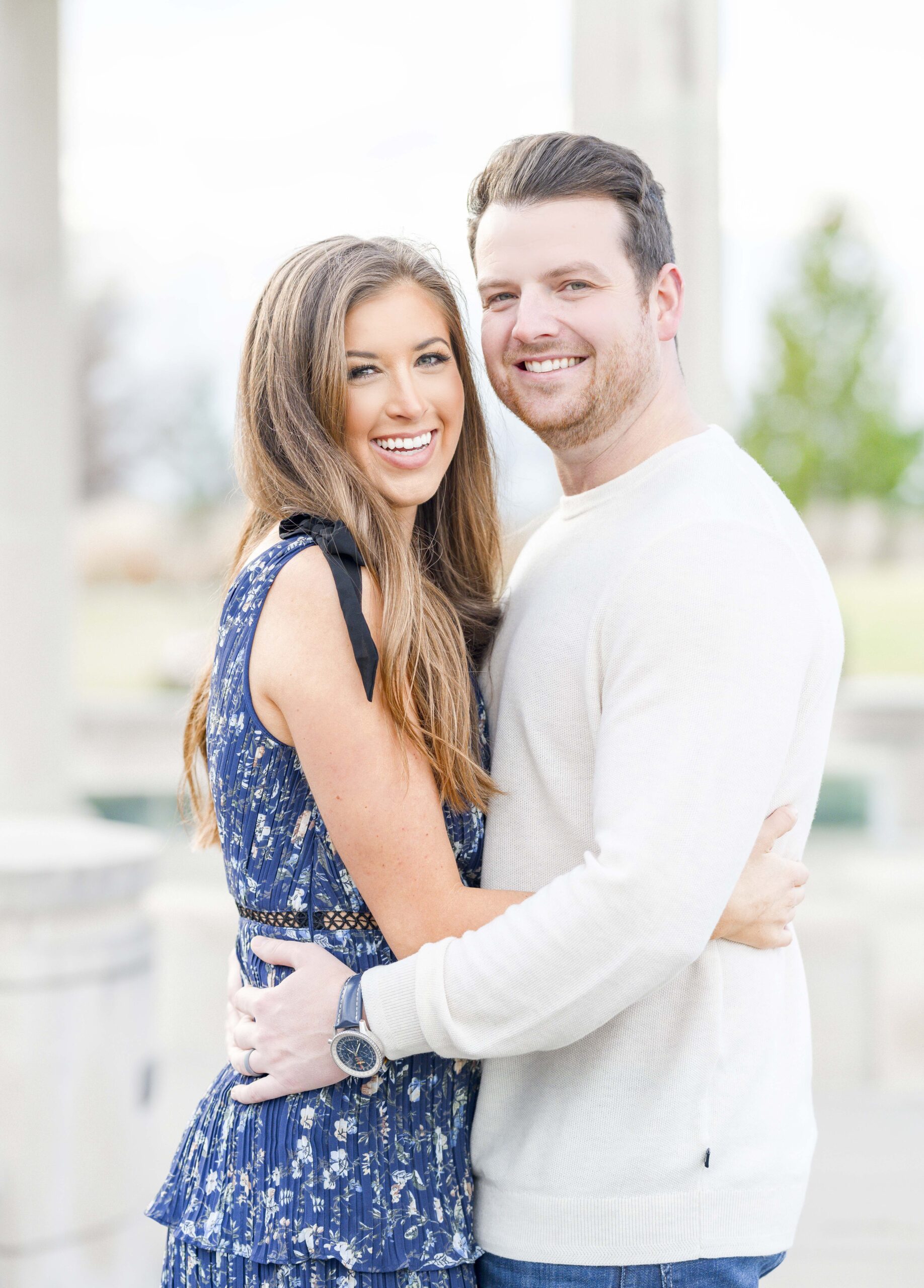 couple smiling together during Coxhall Gardens Engagement Photoshoot