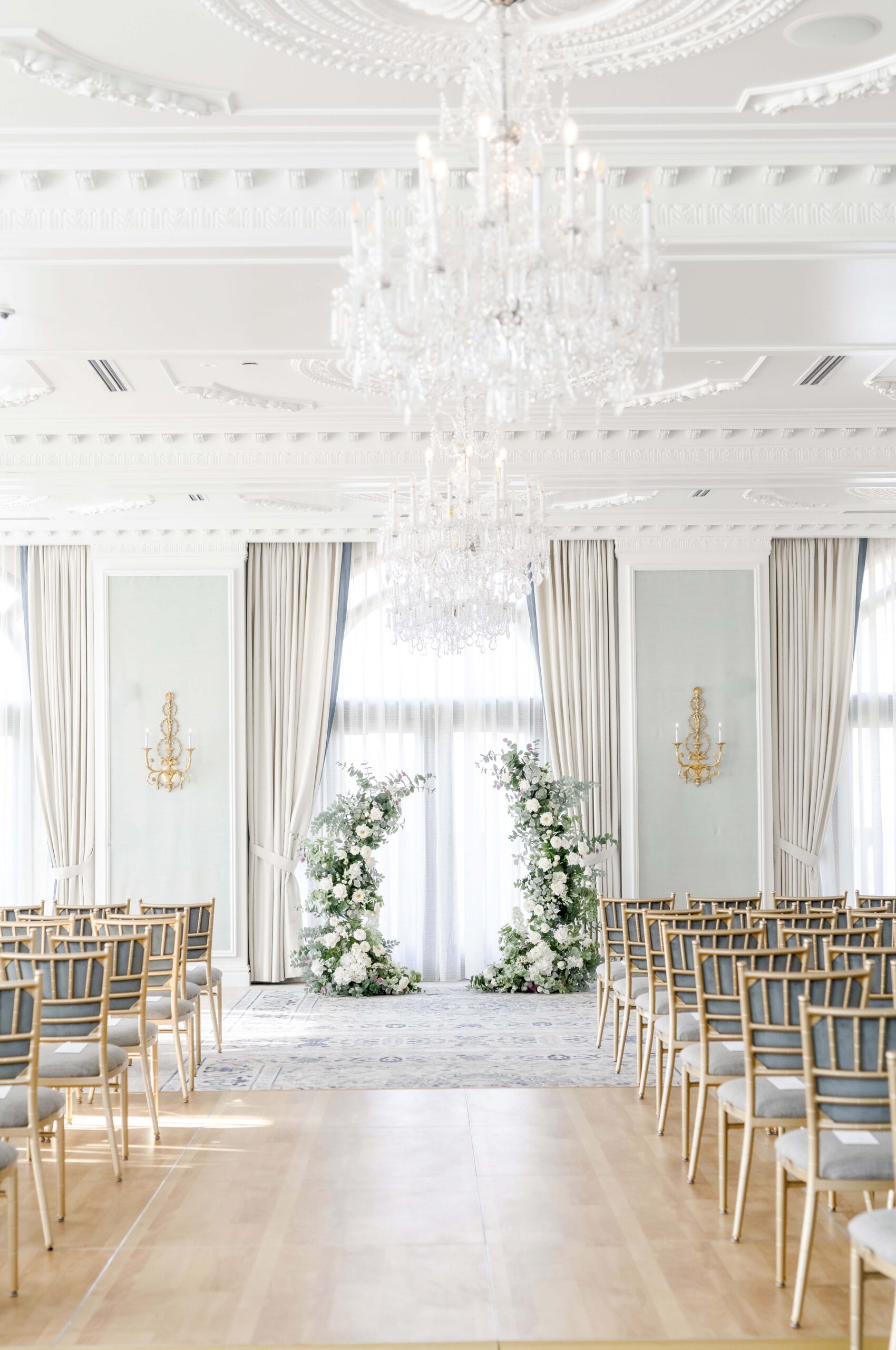 Hotel Carmichael Wedding Ceremony space with floral arch