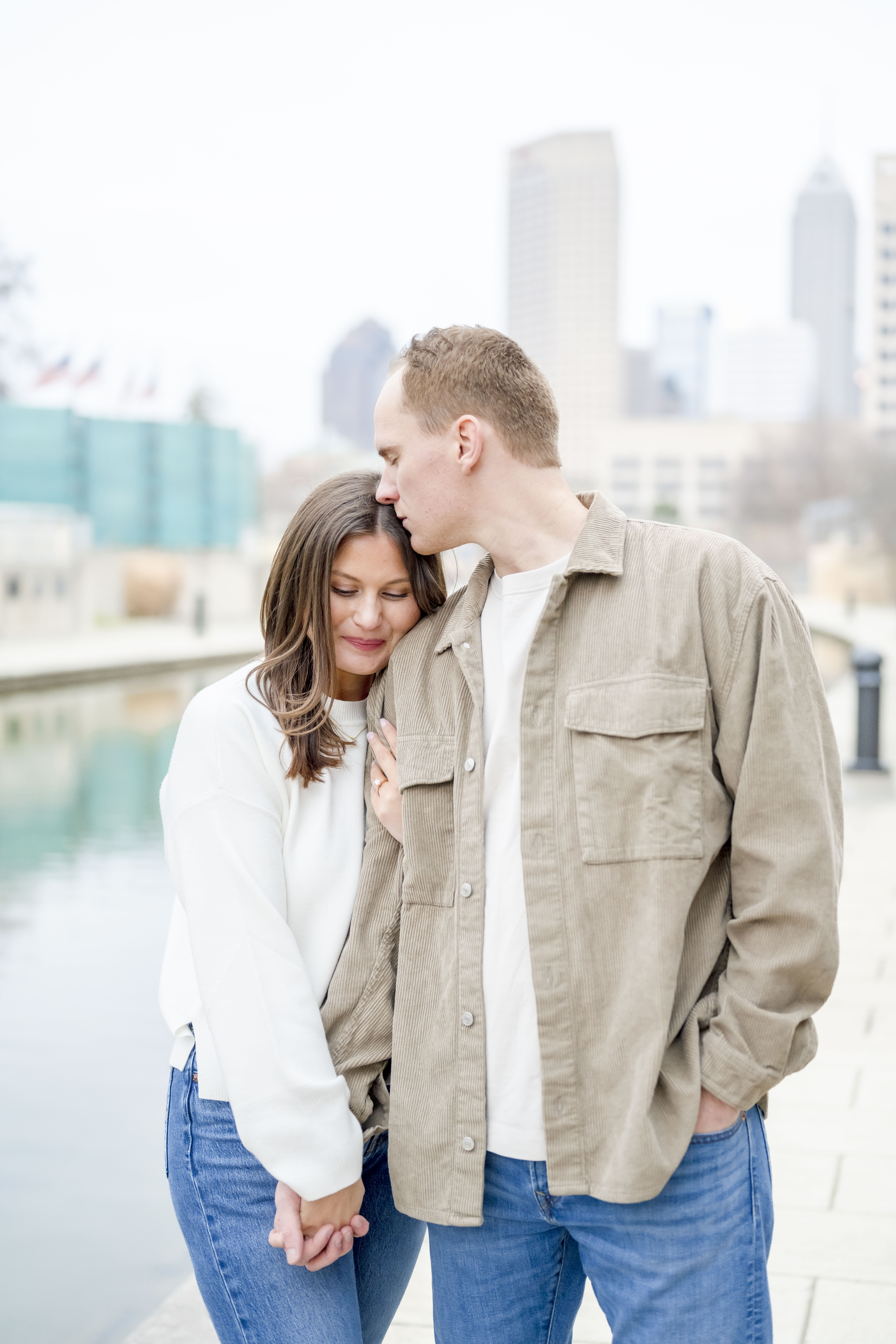 An engagement session at the Canal in Downtown Indianapolis