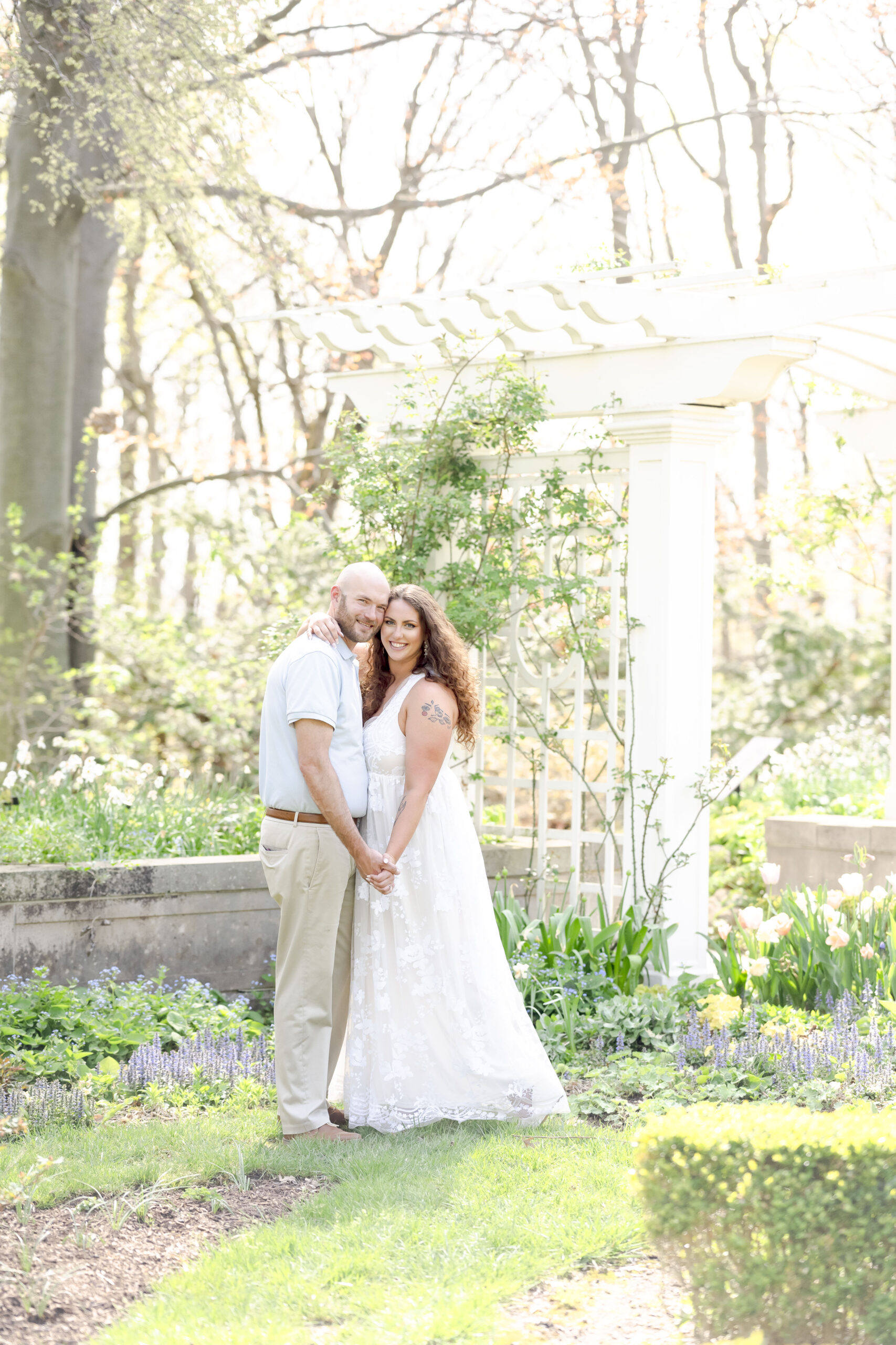 A Spring engagement session at Newfields with tulips in bloom